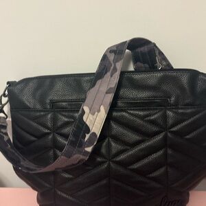 Lug Flare XL in Vegan Leather /  Black with camo interior and crossbody strap